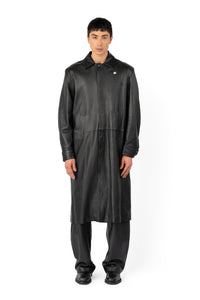 TOBI LEATHER LONG COAT BLACK