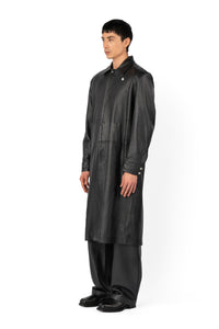 TOBI LEATHER LONG COAT BLACK