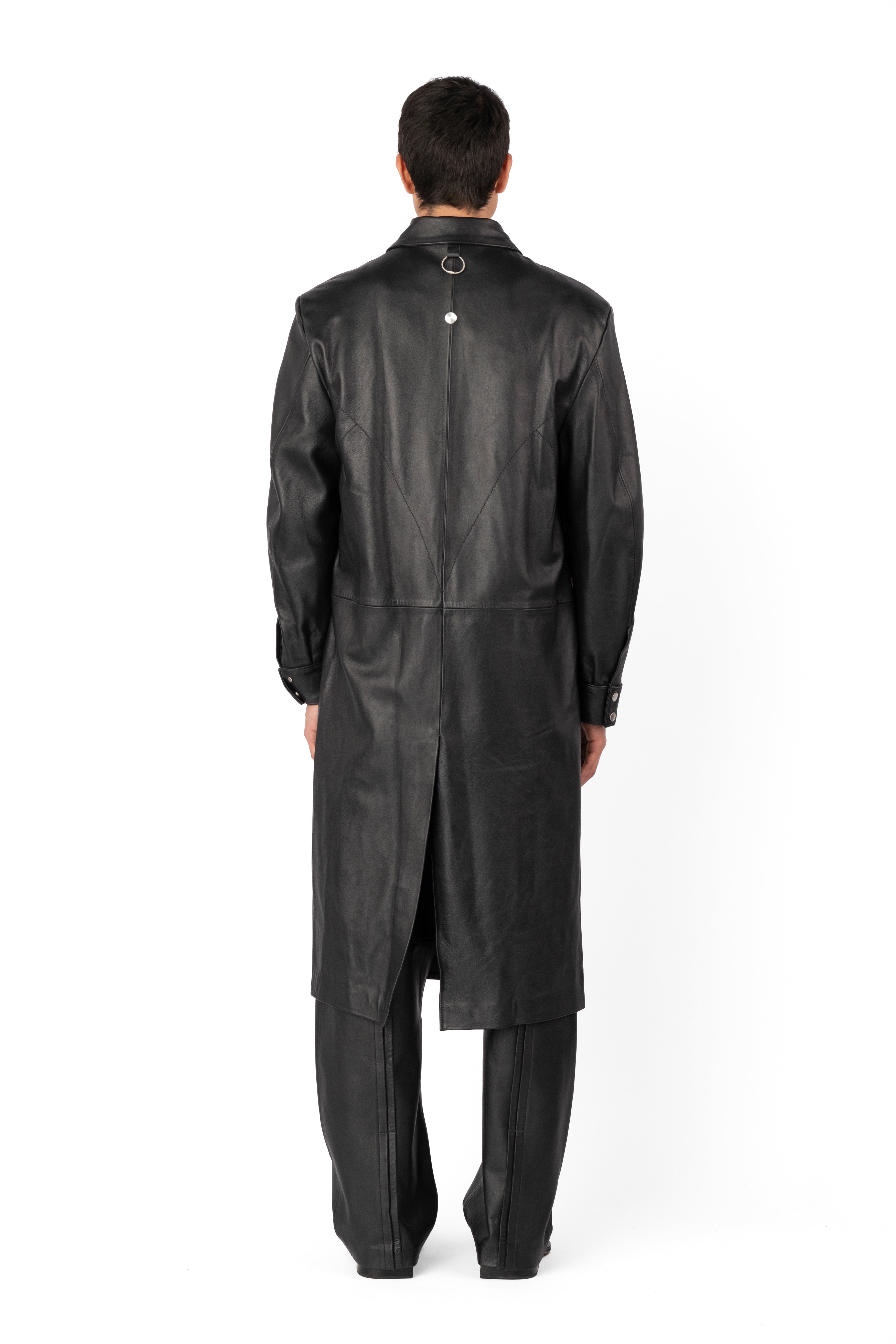 TOBI LEATHER LONG COAT - BLACK – PACE ™