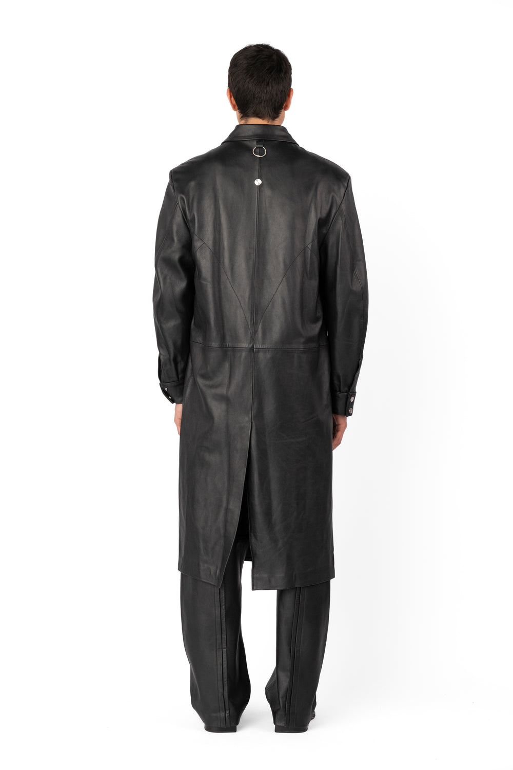 TOBI LEATHER LONG COAT BLACK