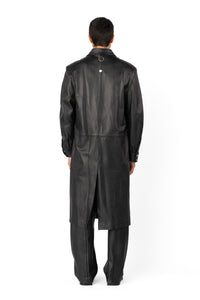 TOBI LEATHER LONG COAT BLACK