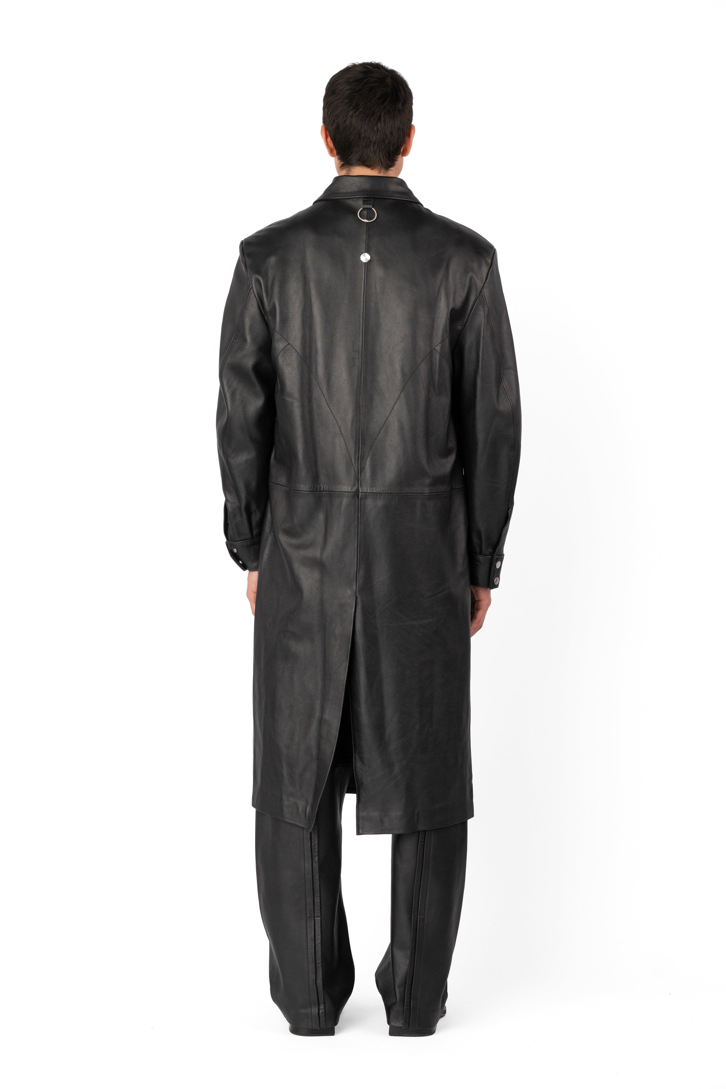 TOBI LEATHER LONG COAT BLACK