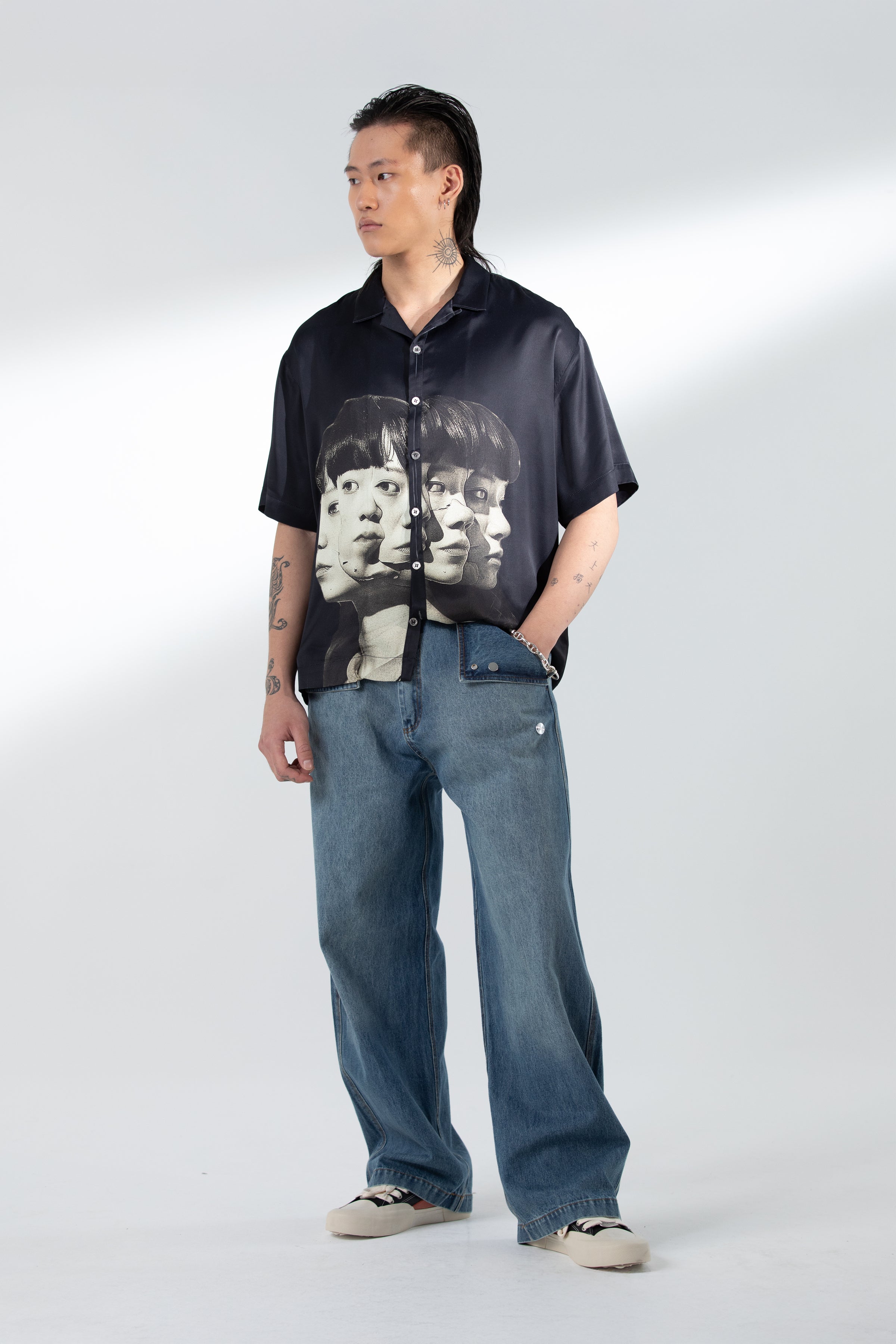 “EOT” CUBAN COLLAR SHIRT BLACK