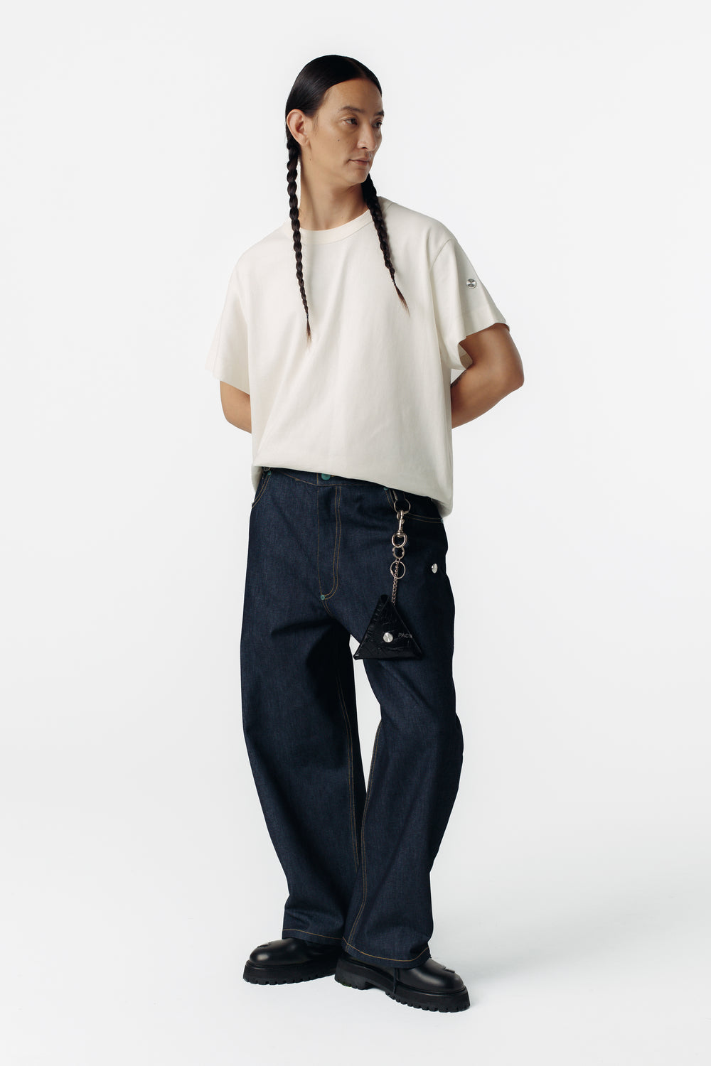 ONIGUIRI COIN POUCH CROCO LEATHER BLACK