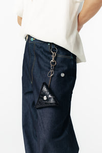 ONIGUIRI COIN POUCH CROCO LEATHER BLACK