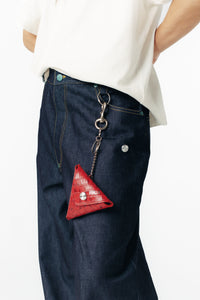 ONIGUIRI COIN POUCH CROCO LEATHER RED