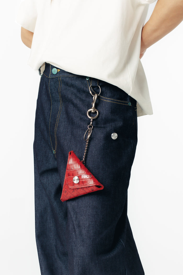 ONIGUIRI COIN POUCH CROCO LEATHER RED