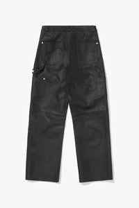 PRÉ VENDA - DOUBLE KNEES LEATHER TROUSERS BLACK