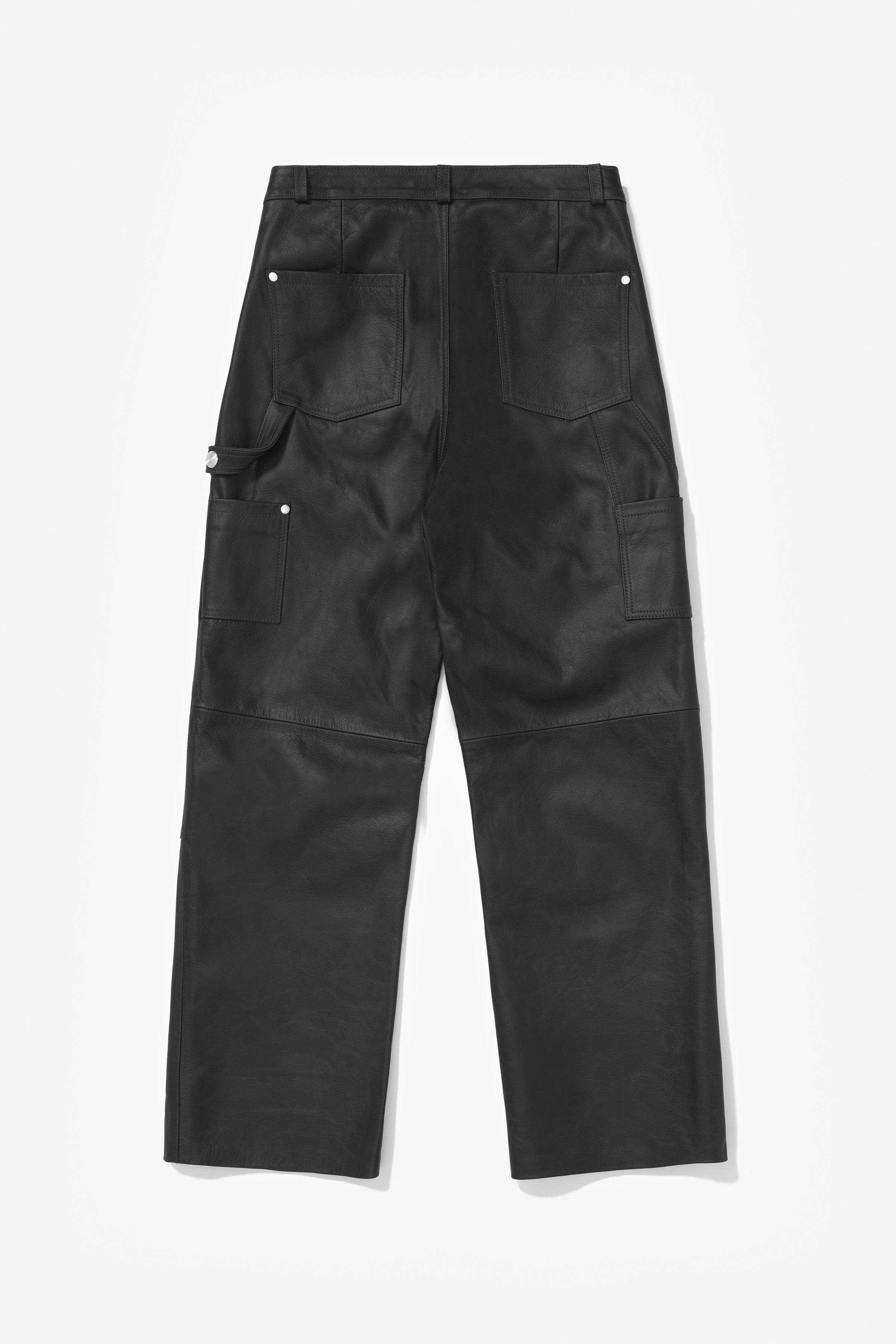PRÉ VENDA - DOUBLE KNEES LEATHER TROUSERS BLACK