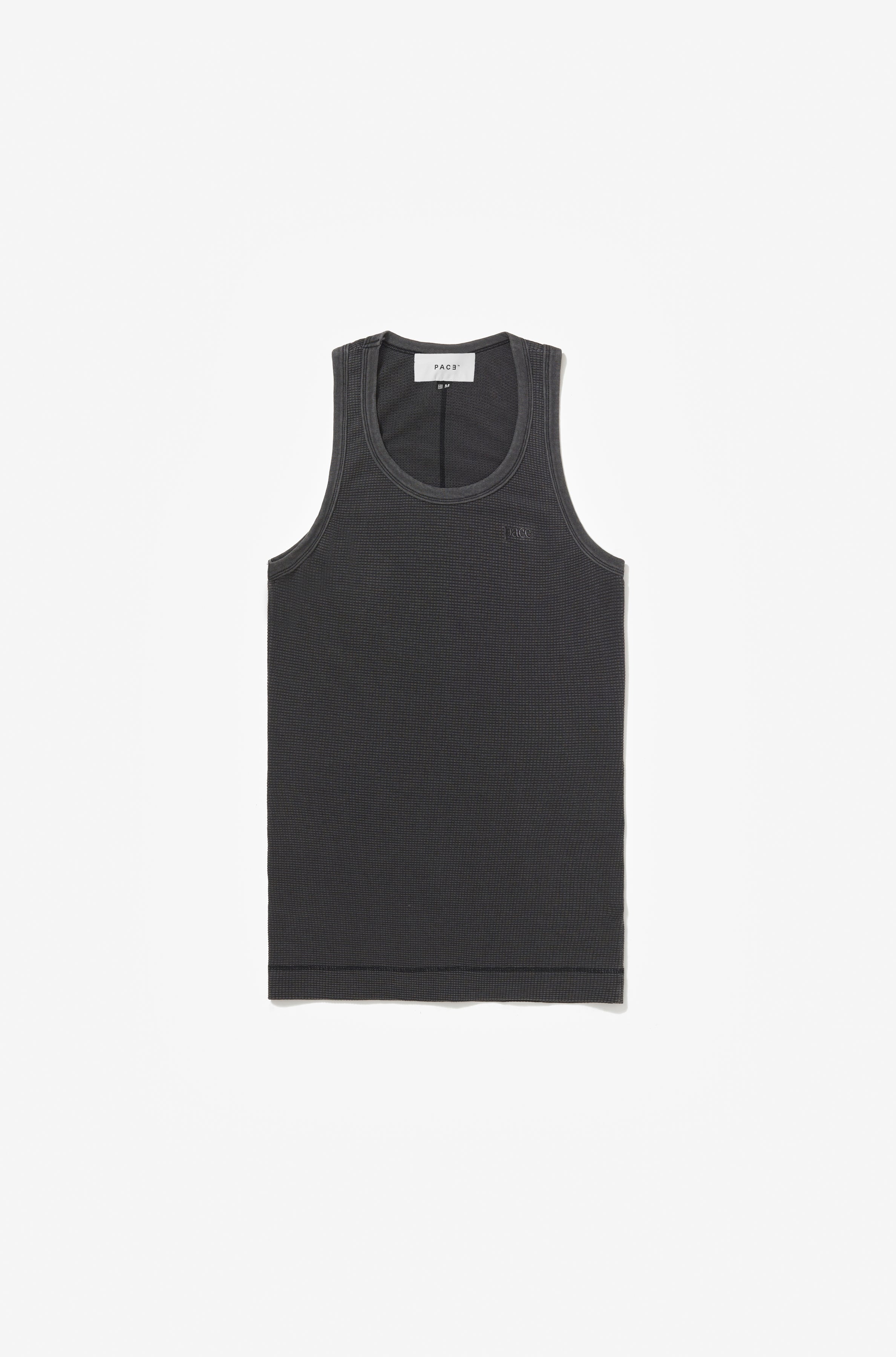 TANK TOP WAFFLE KNIT STONE WASHED BLACK
