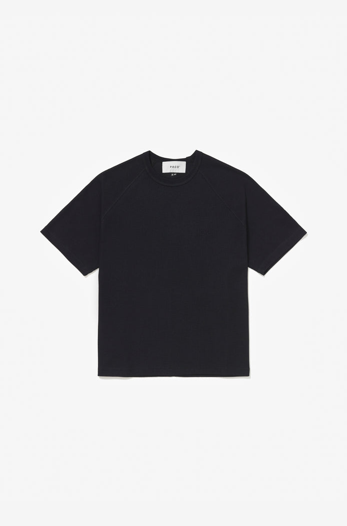T-SHIRT WAFFLE KNIT BLACK