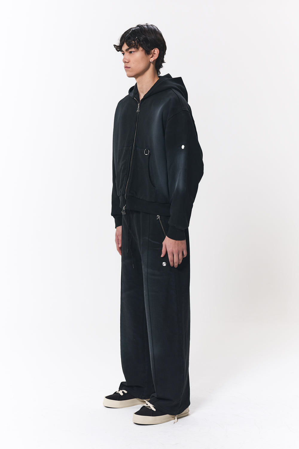 UNIFORMA ZIP HOODIE STONE BLACK