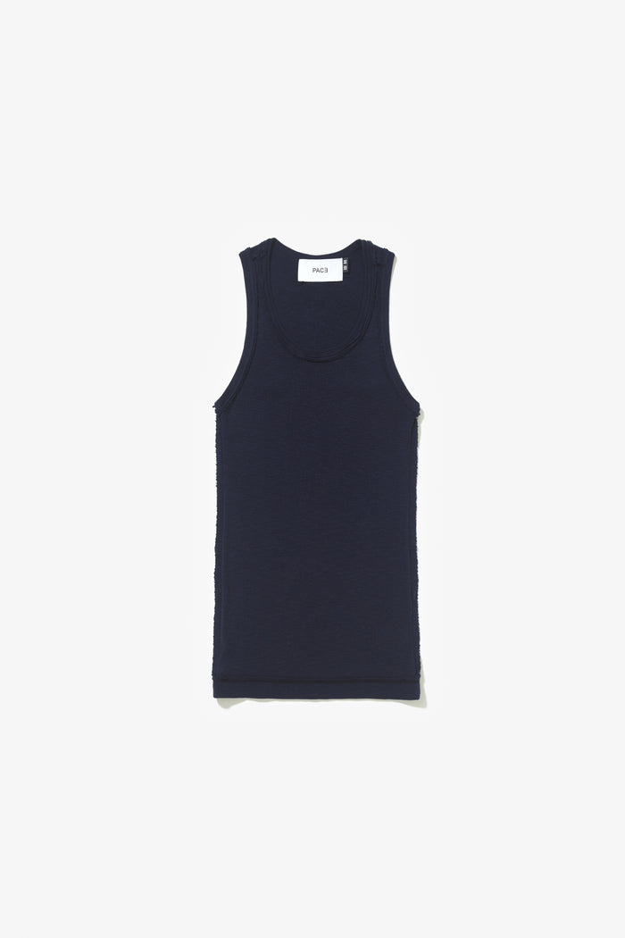 PATTERN TANK TOP STONE WASHED NAVY BLUE