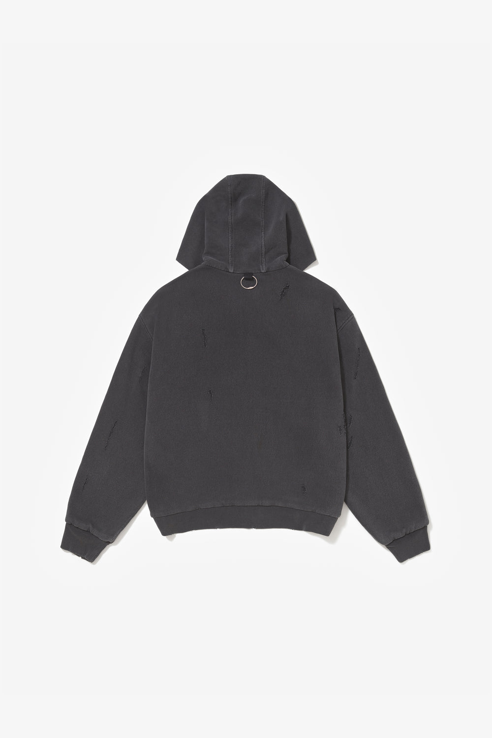 RIPPED ZIP HOODIE STONE GREY