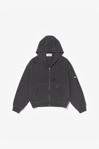 RIPPED ZIP HOODIE STONE GREY
