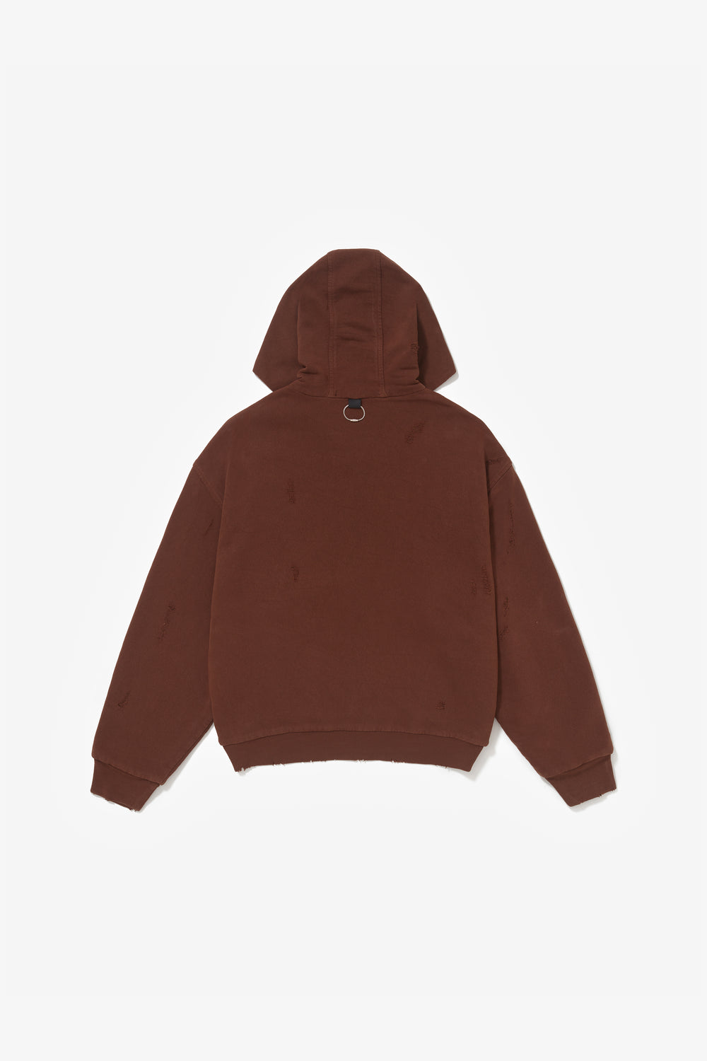 RIPPED ZIP HOODIE STONE BROWN