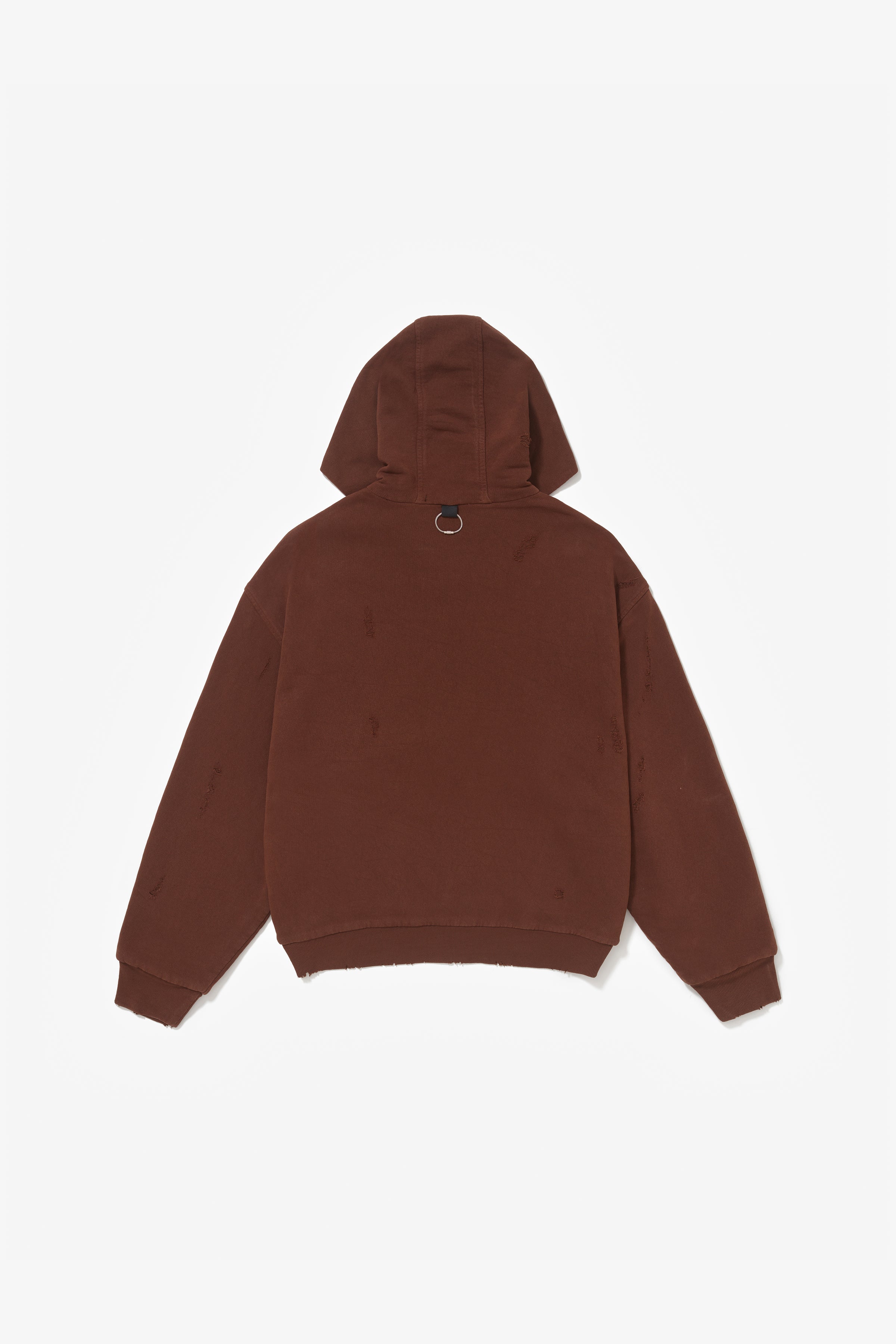 RIPPED ZIP HOODIE STONE BROWN