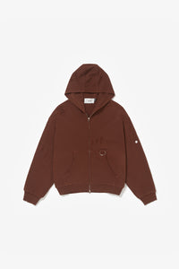 RIPPED ZIP HOODIE STONE BROWN