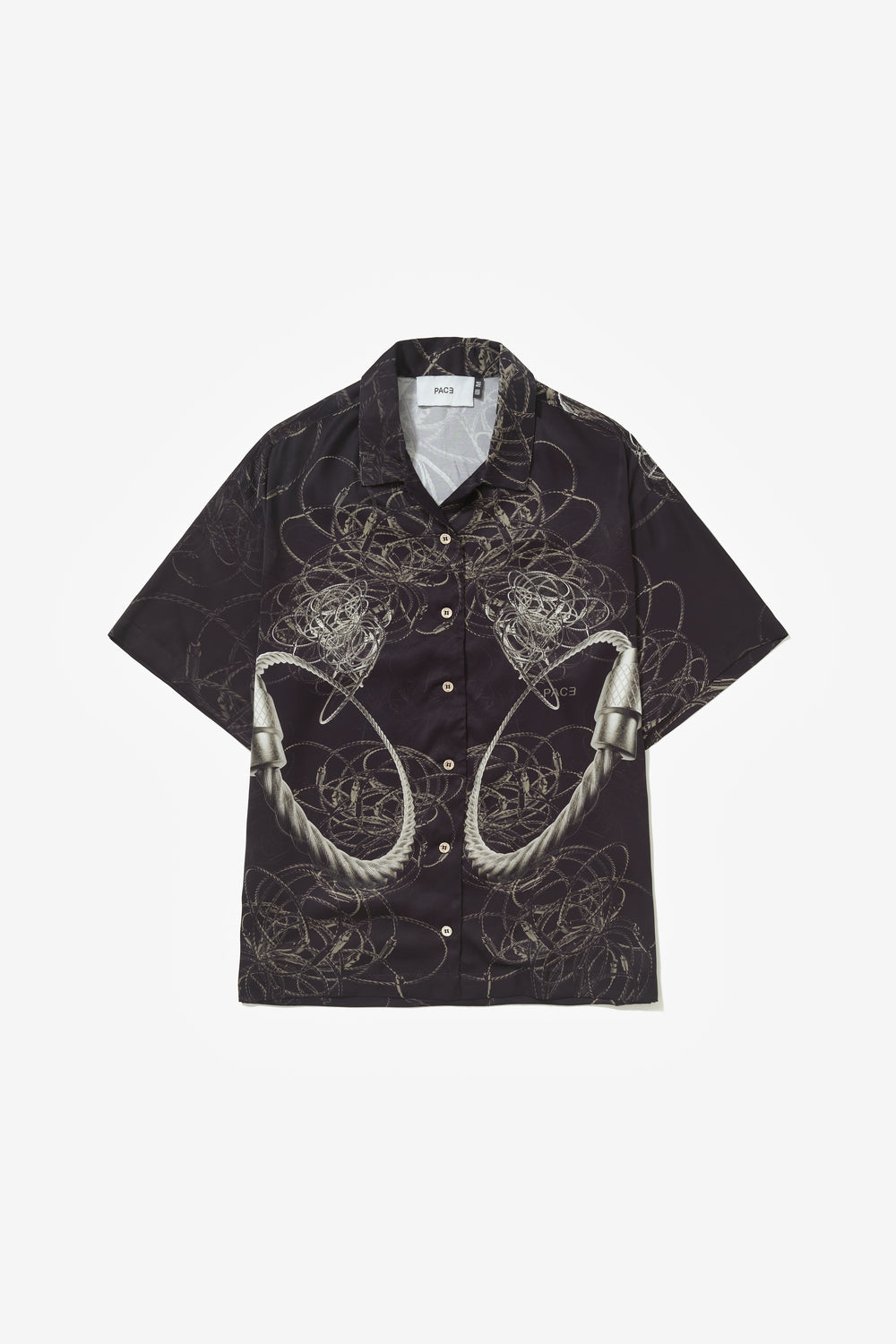 STEEL CABLE CUBAN COLLAR SHIRT BLACK