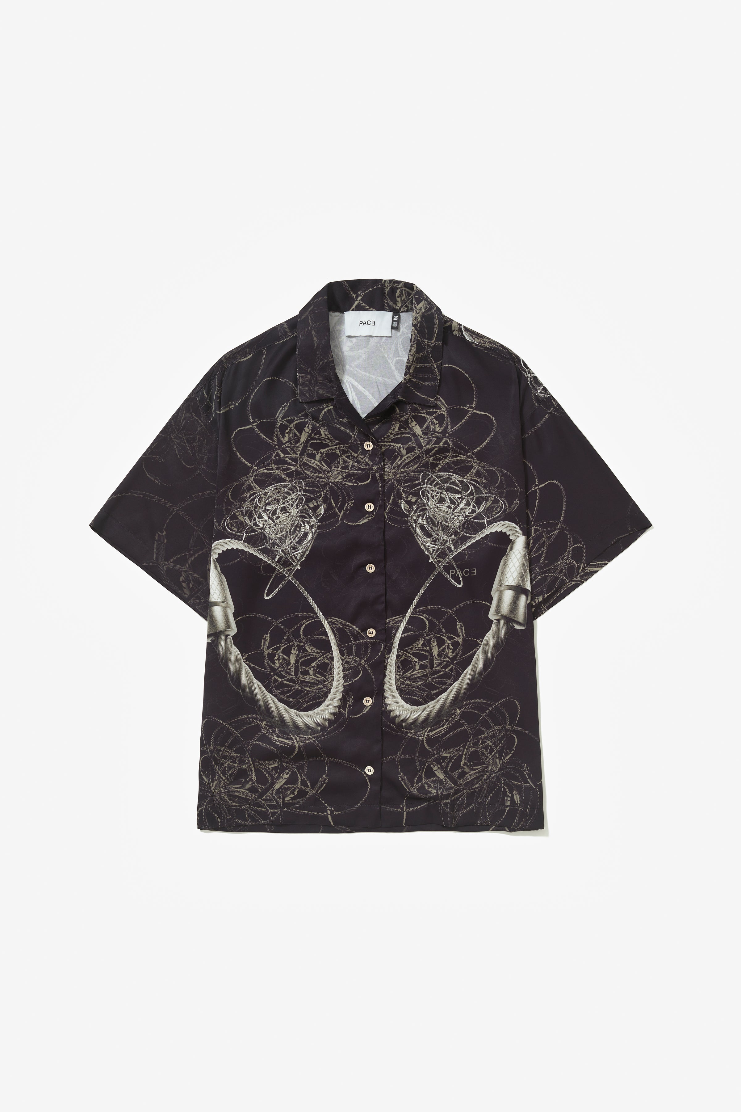 STEEL CABLE CUBAN COLLAR SHIRT BLACK