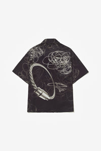 STEEL CABLE CUBAN COLLAR SHIRT BLACK