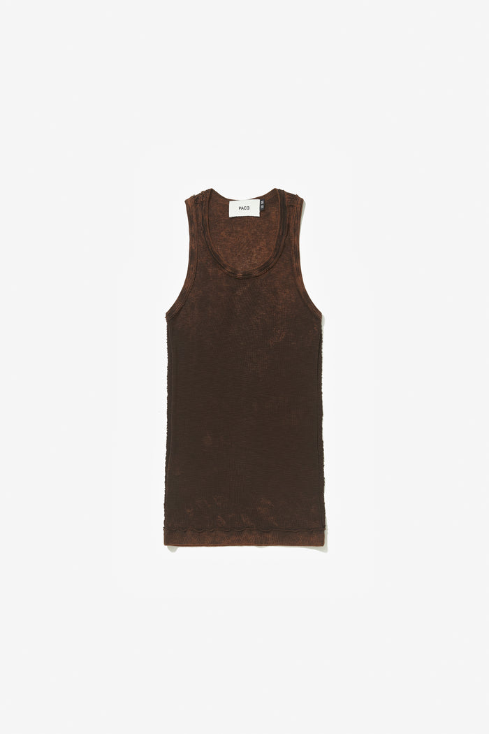 PATTERN TANK TOP STONE WASHED BROWN
