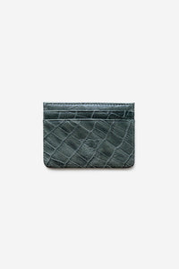 CARD HOLDER CROCO LEATHER GREEN