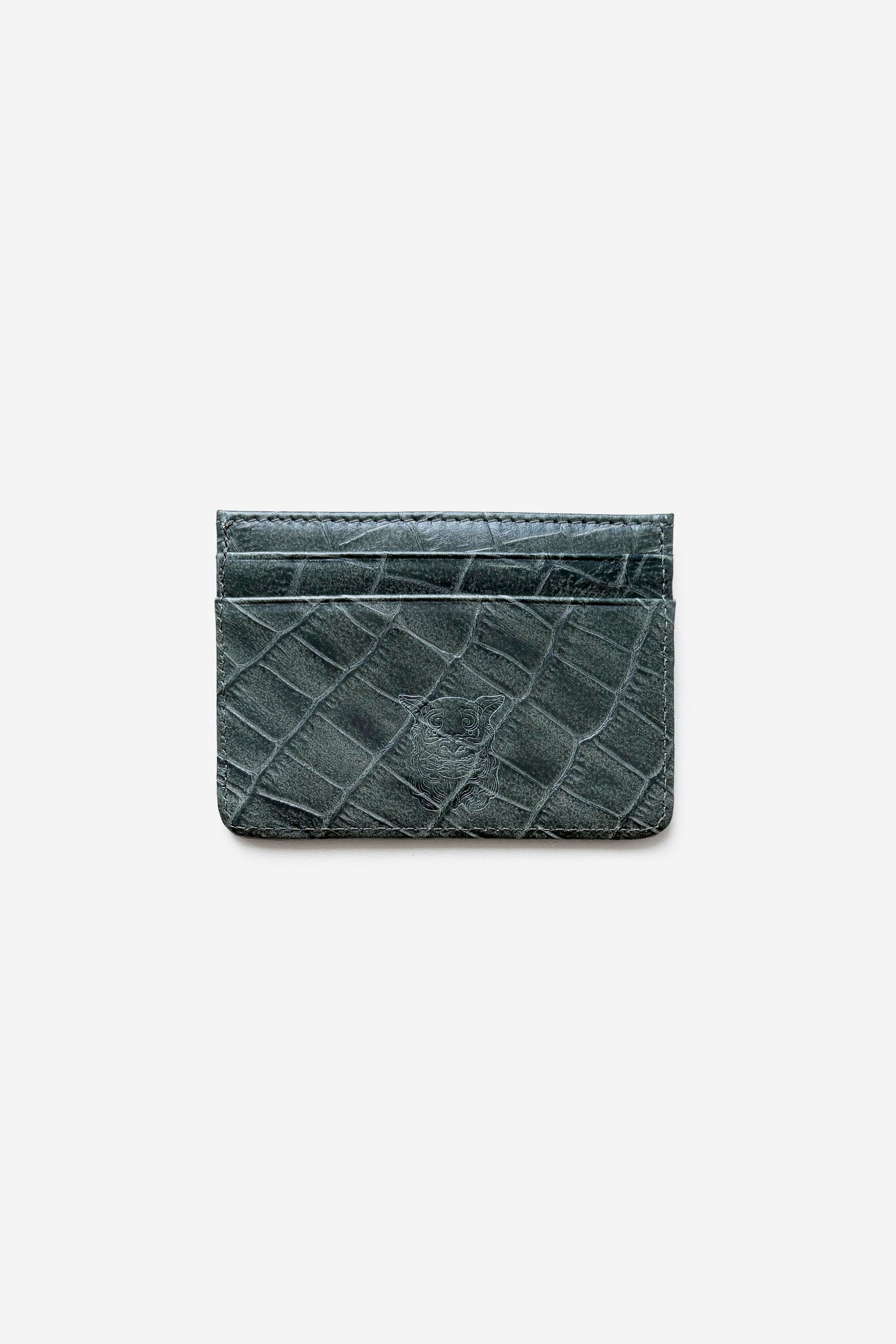 CARD HOLDER CROCO LEATHER GREEN