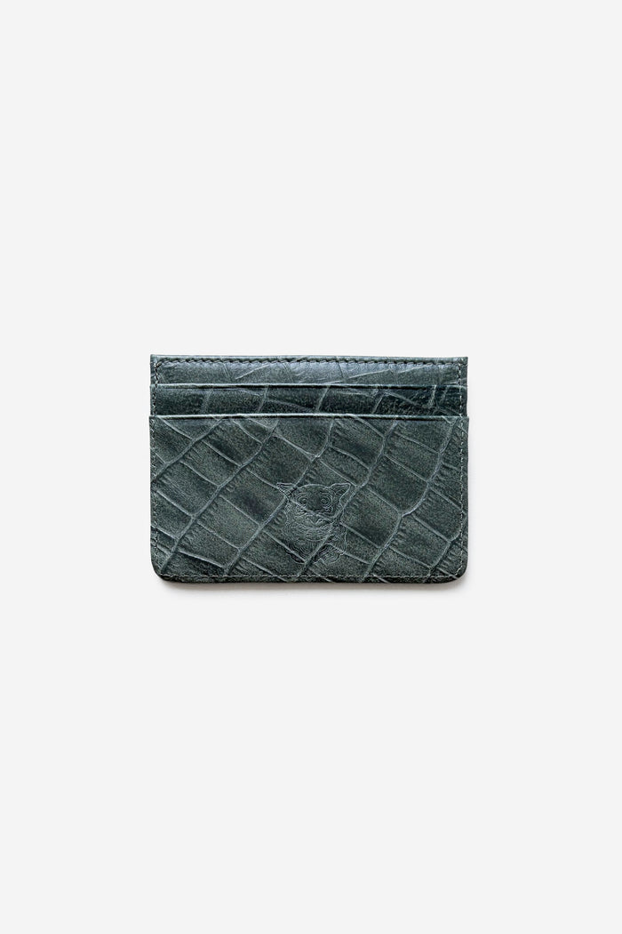 CARD HOLDER CROCO LEATHER GREEN