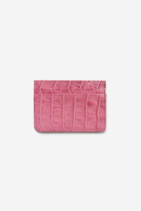 CARD HOLDER CROCO LEATHER PINK