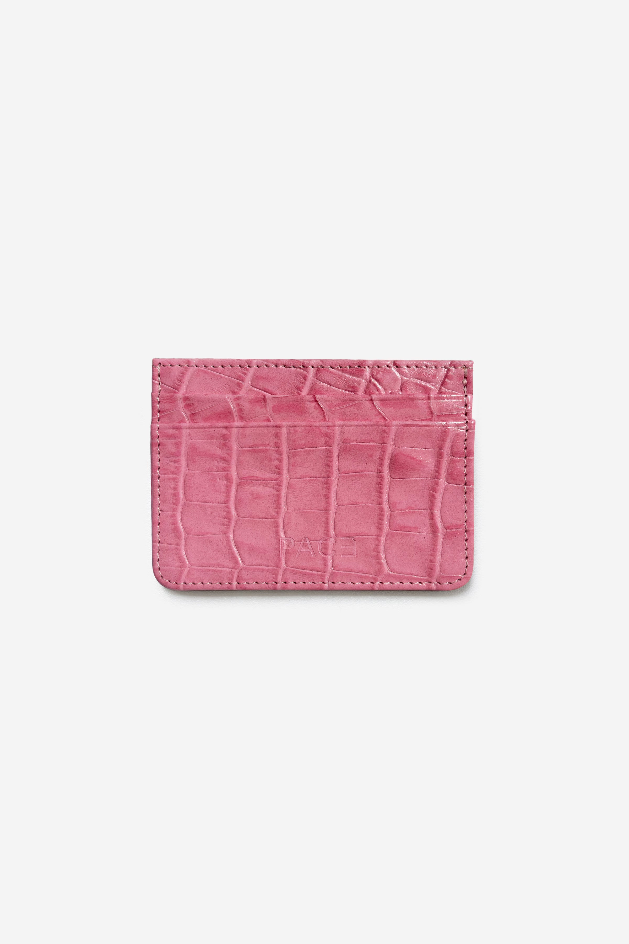 CARD HOLDER CROCO LEATHER PINK