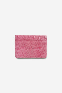 CARD HOLDER CROCO LEATHER PINK