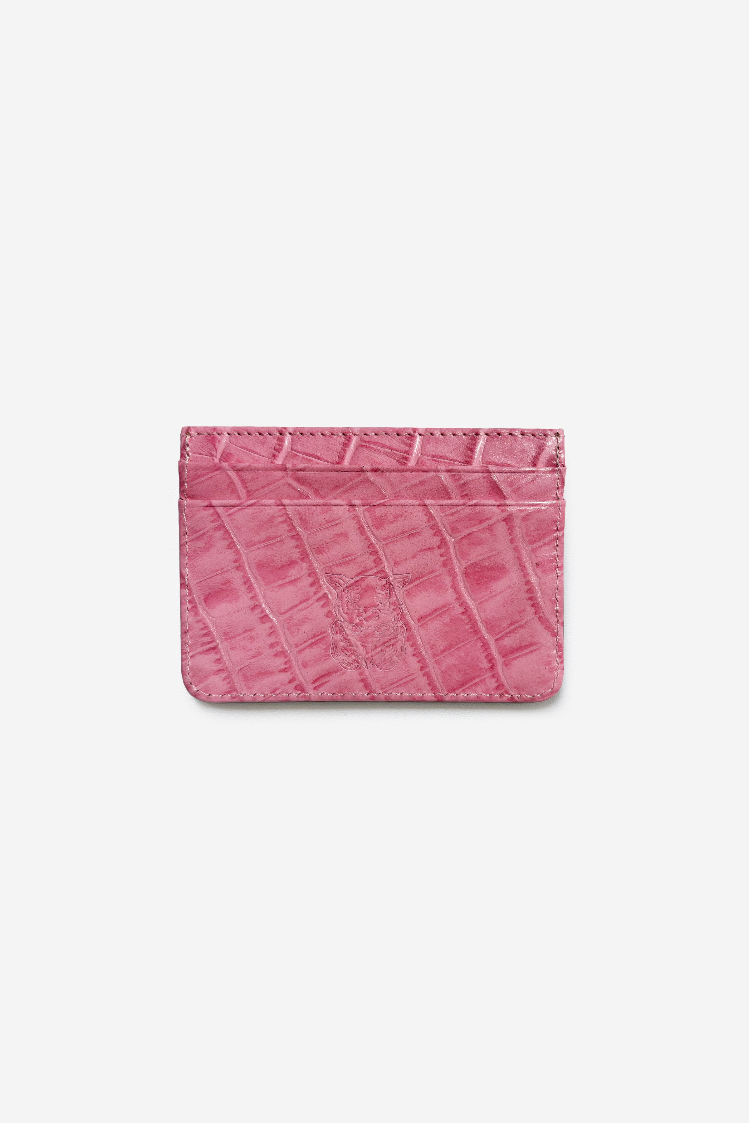 CARD HOLDER CROCO LEATHER PINK