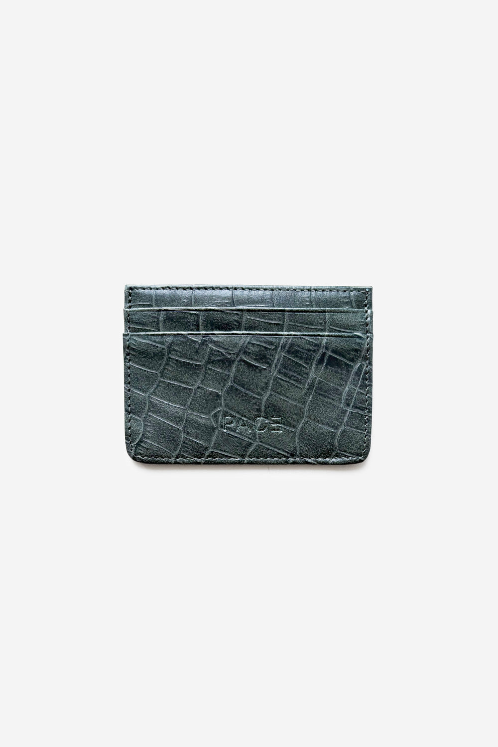 CARD HOLDER CROCO LEATHER GREEN