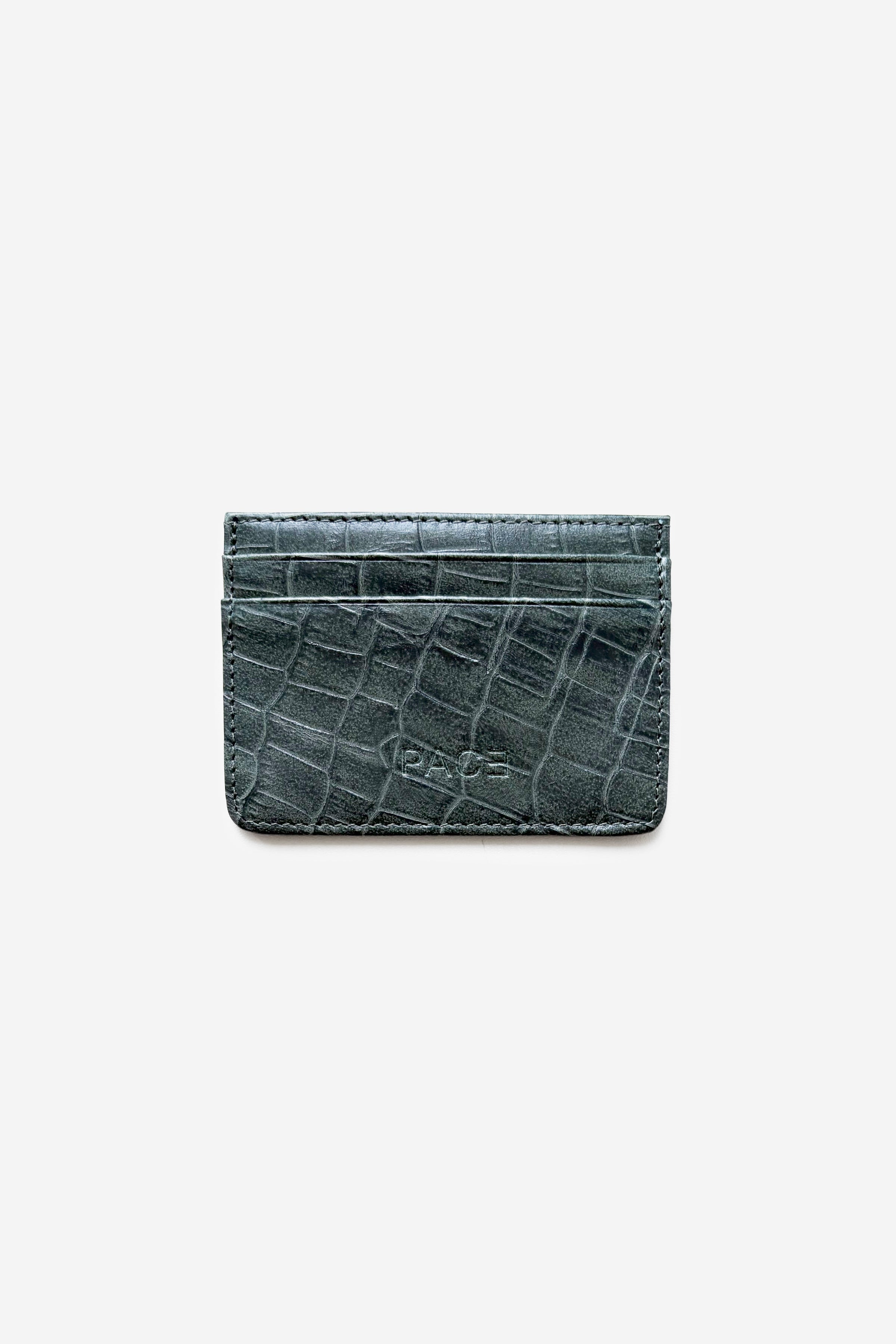 CARD HOLDER CROCO LEATHER GREEN