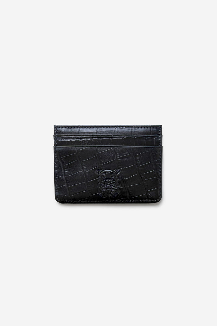 CARD HOLDER CROCO LEATHER BLACK
