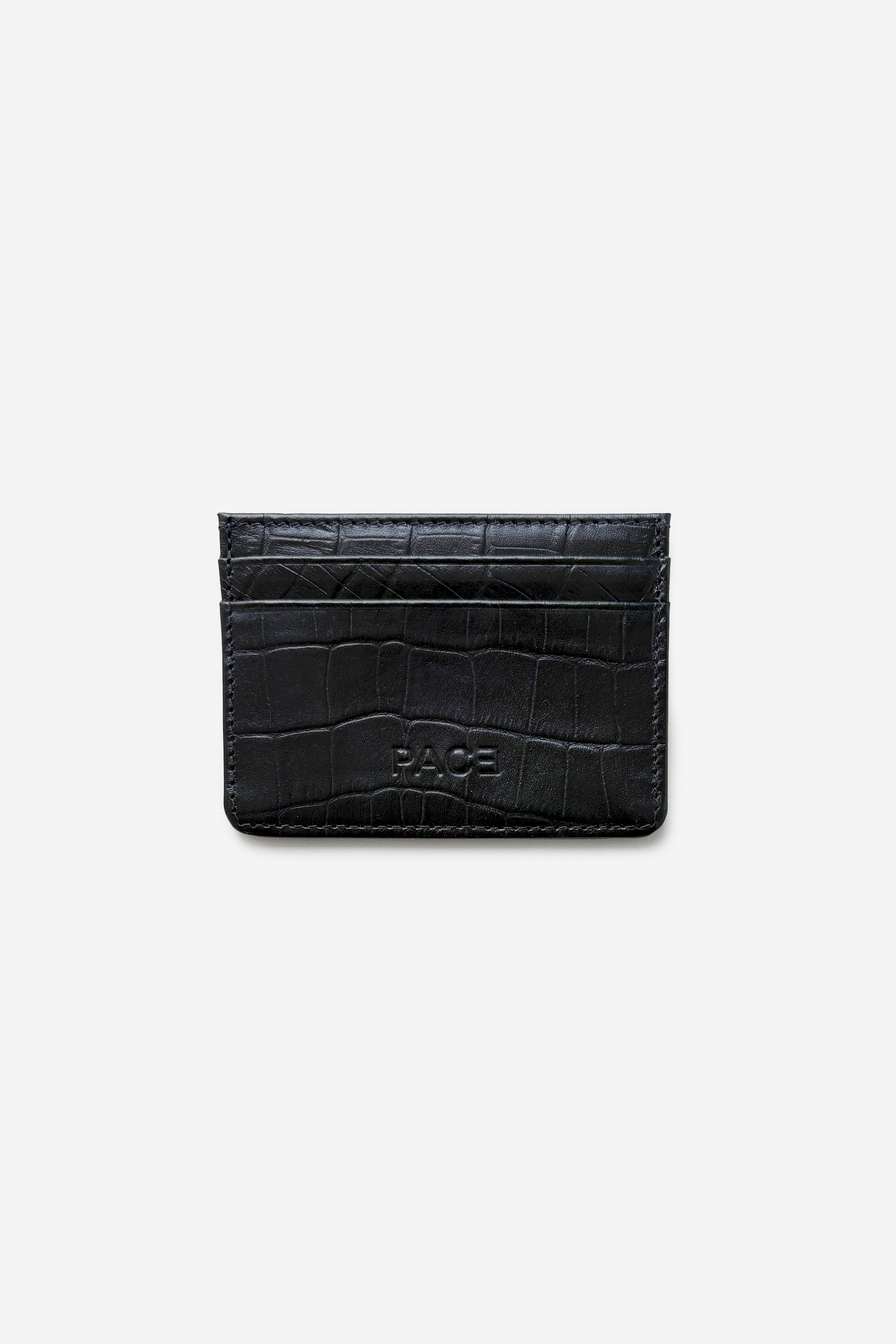 CARD HOLDER CROCO LEATHER BLACK