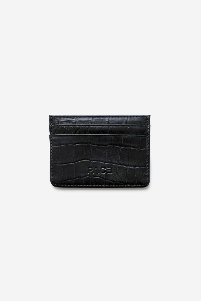 CARD HOLDER CROCO LEATHER BLACK