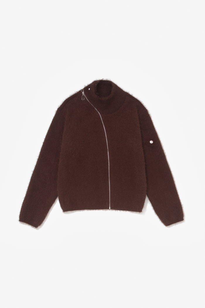 TIRAMISU ZIP UP KNIT BROWN