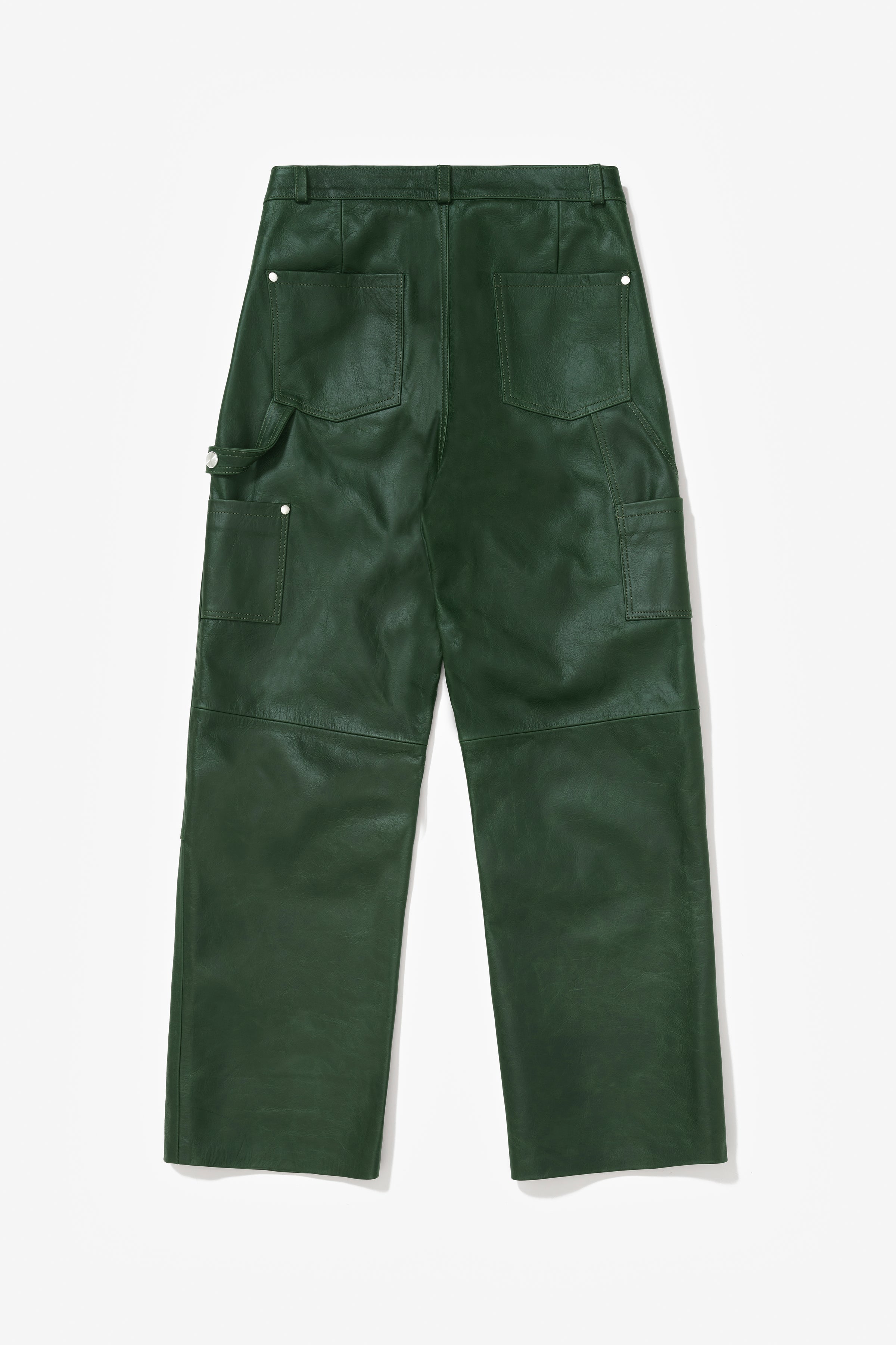 PRÉ VENDA - DOUBLE KNEES LEATHER TROUSERS GREEN